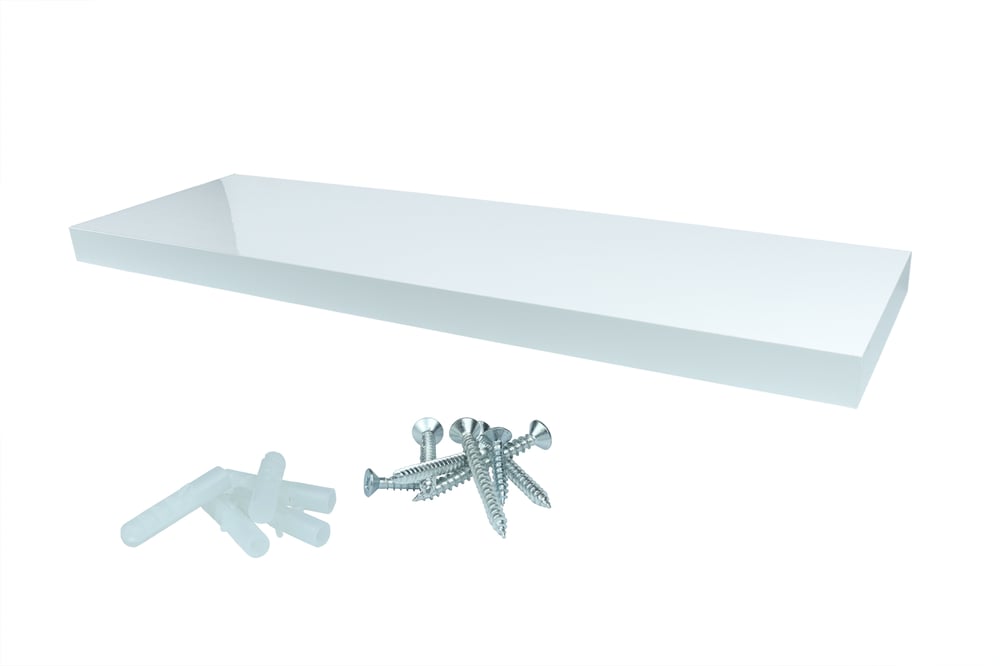 ZwevendeWandplankWitHoogglans795x235mmBevestigingsmateriaal