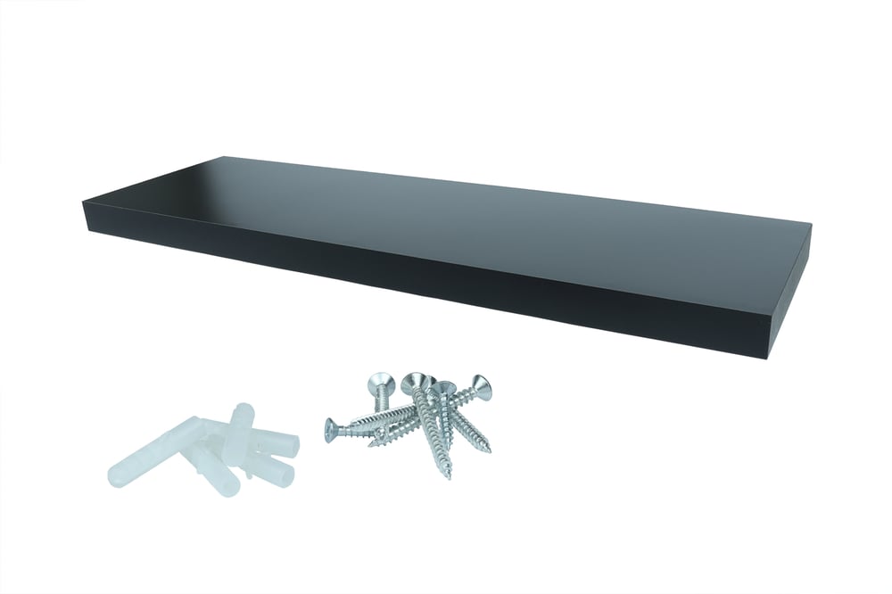 ZwevendeWandplank60x24cmZwartBevestigingsmateriaal