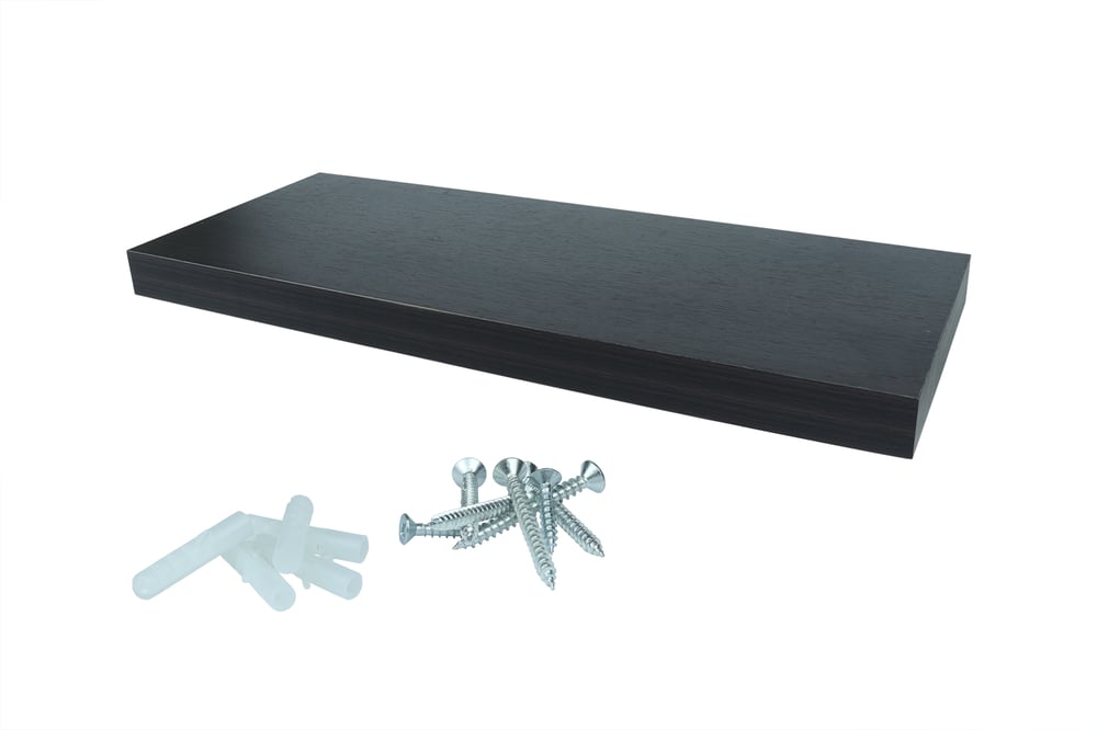 ZwevendeWandplank80x24cmDonkerbruinBevestigingsmateriaal