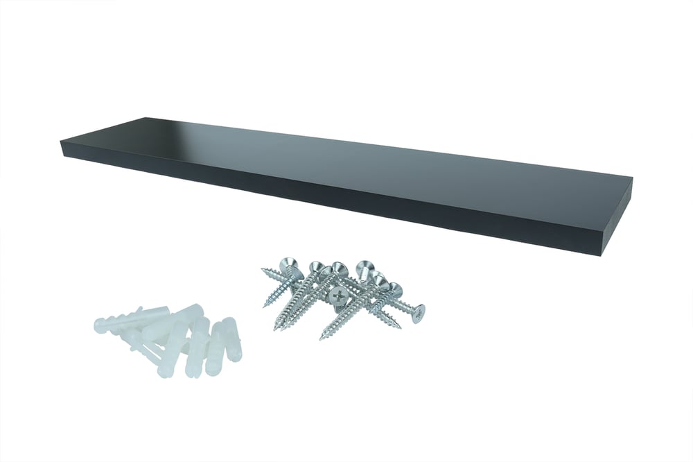 ZwevendeWandplank118x24cmZwartBevestigingsmateriaal