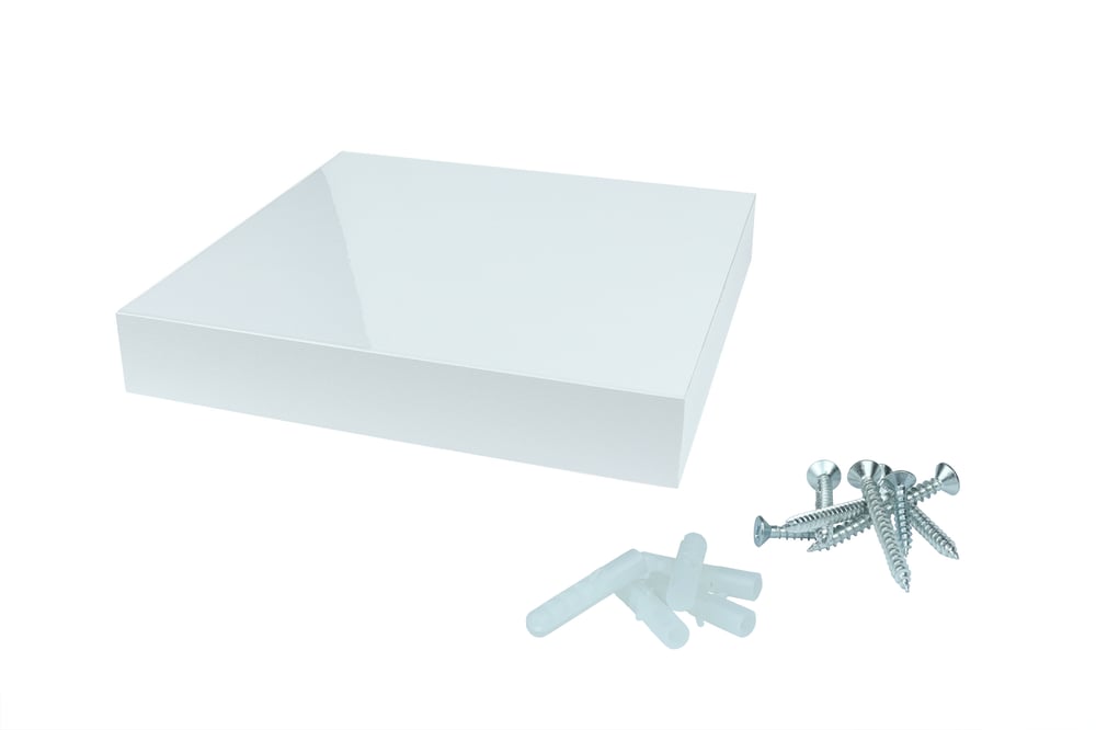 ZwevendeWandplankWitHoogglans235x235mmBevestigingsmateriaal