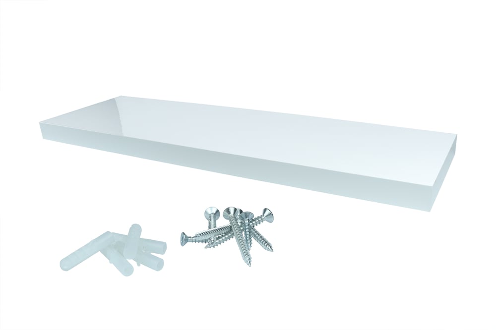 ZwevendeWandplankWitHoogglans595x235mmBevestigingsmateriaal