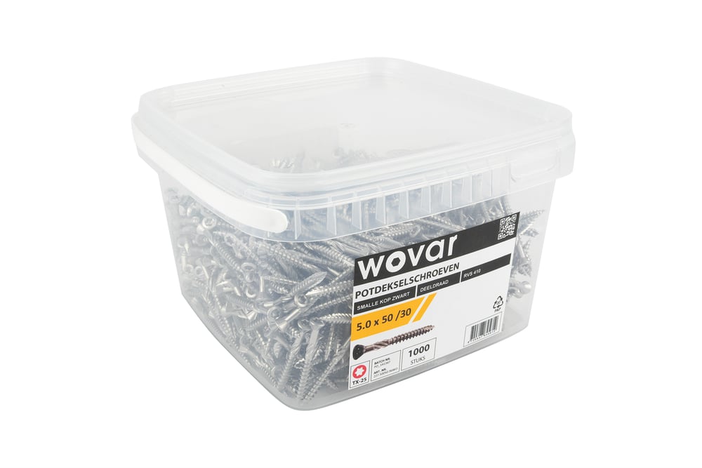 VoordeelemmerPotdekselschroevenZwartRVS4105_0x50mmTorx25Deeldraad1