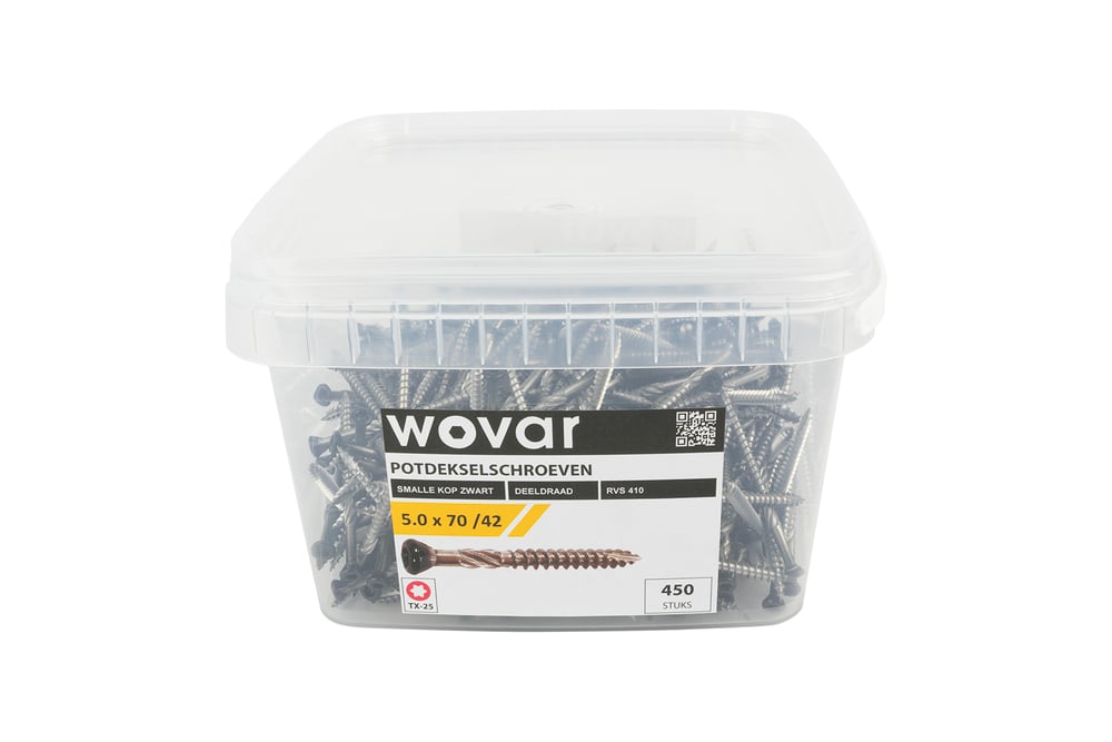 VoordeelemmerPotdekselschroevenZwartRVS4105_0x70mmTorx25Deeldraad3