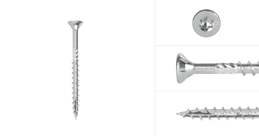 2SpaanplaatschroevenVerzinkt4x55mmTorx20Deeldraad