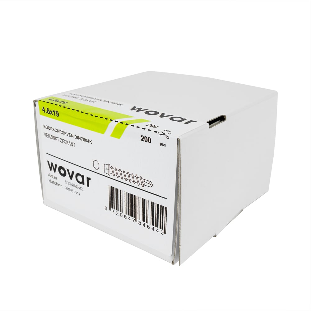Zelfborendeschroeven4_8x19mmVerzinktZeskantkop_Doos200stuks3