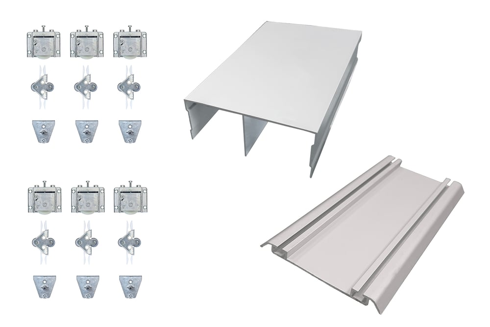 CompletesetSchuifdeursysteemKast3deursZilver