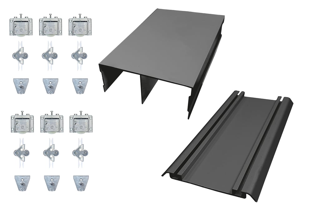 CompletesetSchuifdeursysteemKast3deursZwart