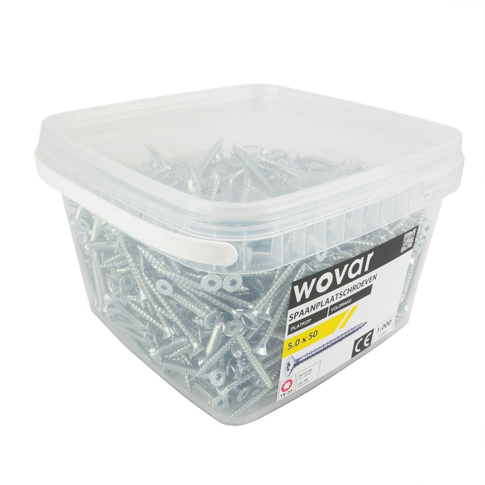 VoordeelemmerSpaanplaatschroevenVerzinkt5_0x50mmTorx20Voldraad_1000stuks1