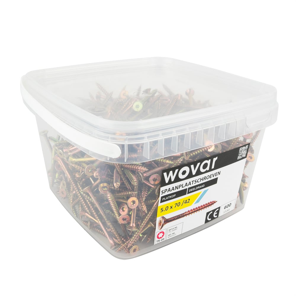 VoordeelemmerSpaanplaatschroevenGeelVerzinkt5_0x70mmTorx20Deeldraad_600stuks1