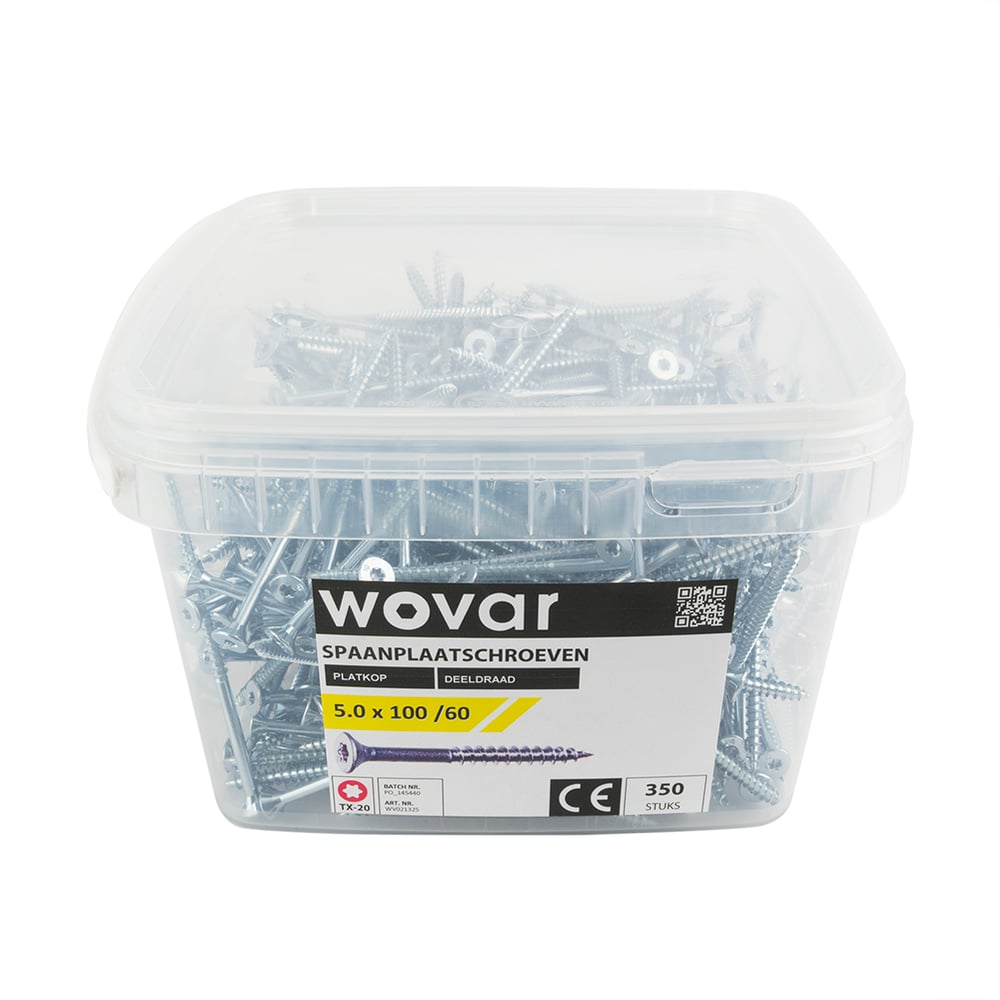 VoordeelemmerSpaanplaatschroevenVerzinkt5_0x100mmTorx20Deeldraad_350stuks2