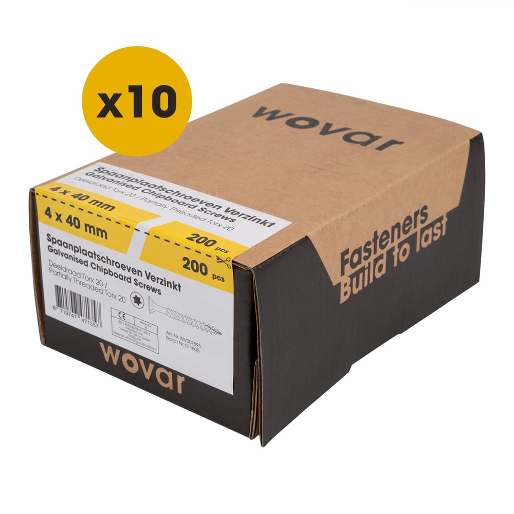 SpaanplaatschroevenVerzinkt4x40mmTorx20Deeldraad_Doosje