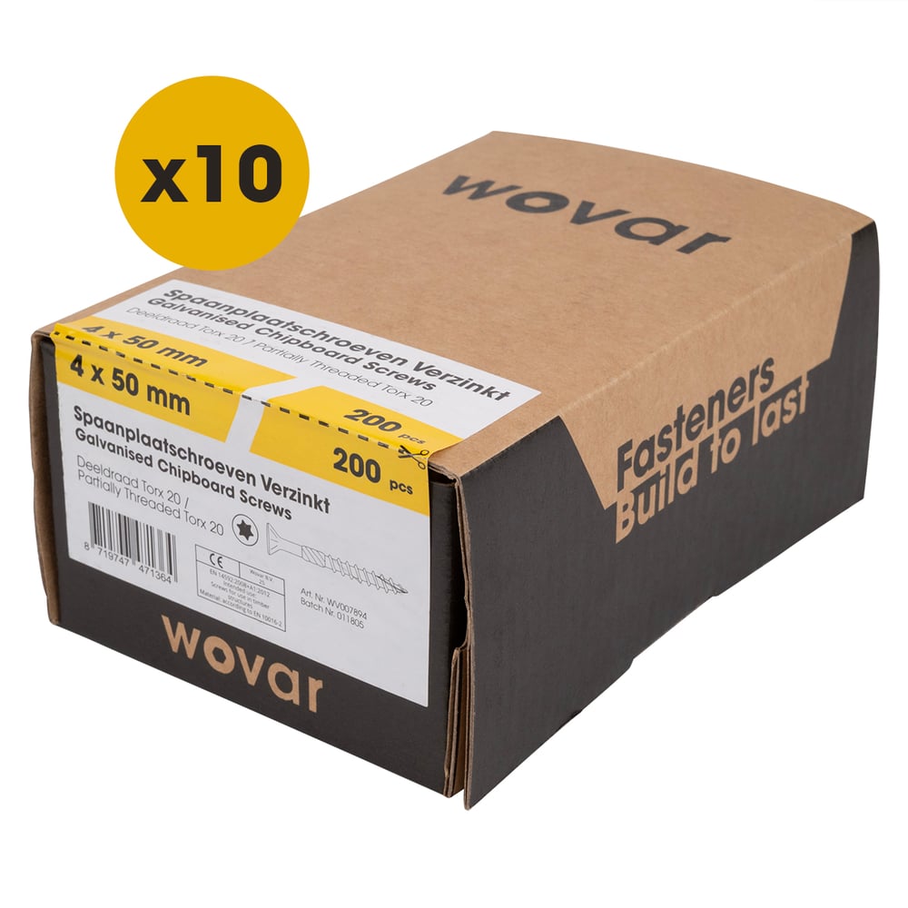 SpaanplaatschroevenVerzinkt4x50mmTorx20Deeldraad_Doosje