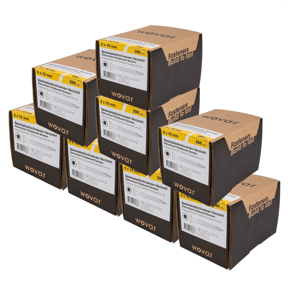 SpaanplaatschroevenVerzinkt5x70mmTorx25Deeldraad_Doosjes