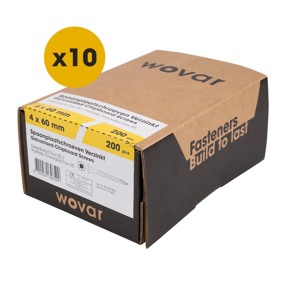 SpaanplaatschroevenVerzinkt4x60mmTorx20Deeldraad_Doosje