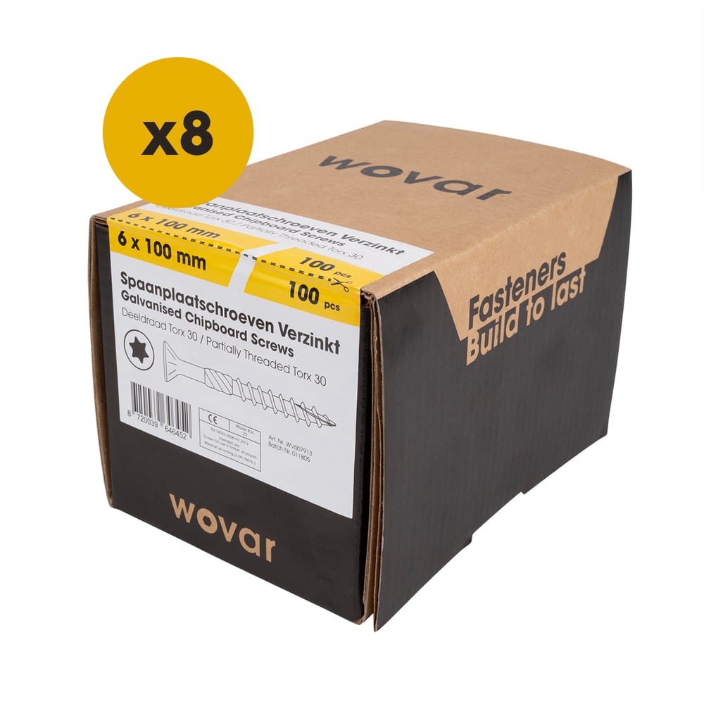 SpaanplaatschroevenVerzinkt6x100mmTorx30Deeldraad_Doosje
