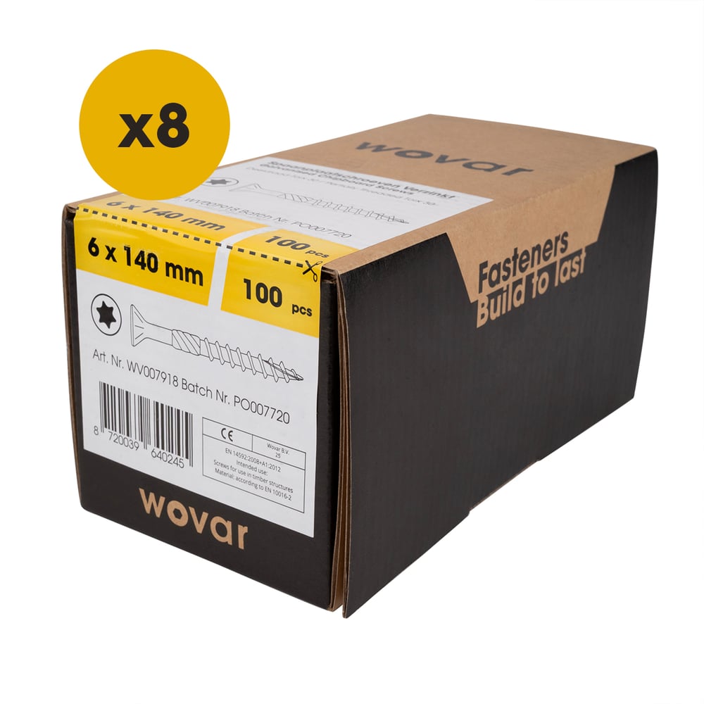 SpaanplaatschroevenVerzinkt6x140mmTorx30Deeldraad_Doosje