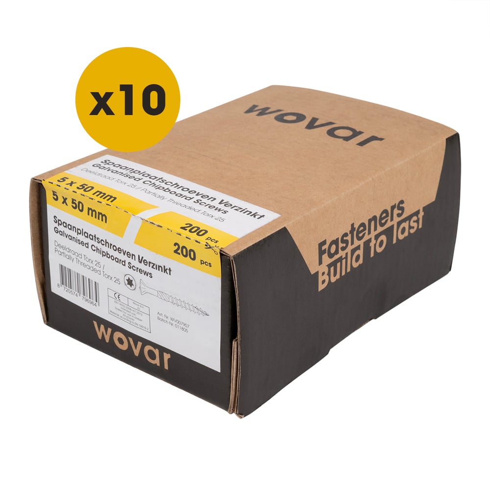 SpaanplaatschroevenVerzinkt5x50mmTorx25Deeldraad_Doosje