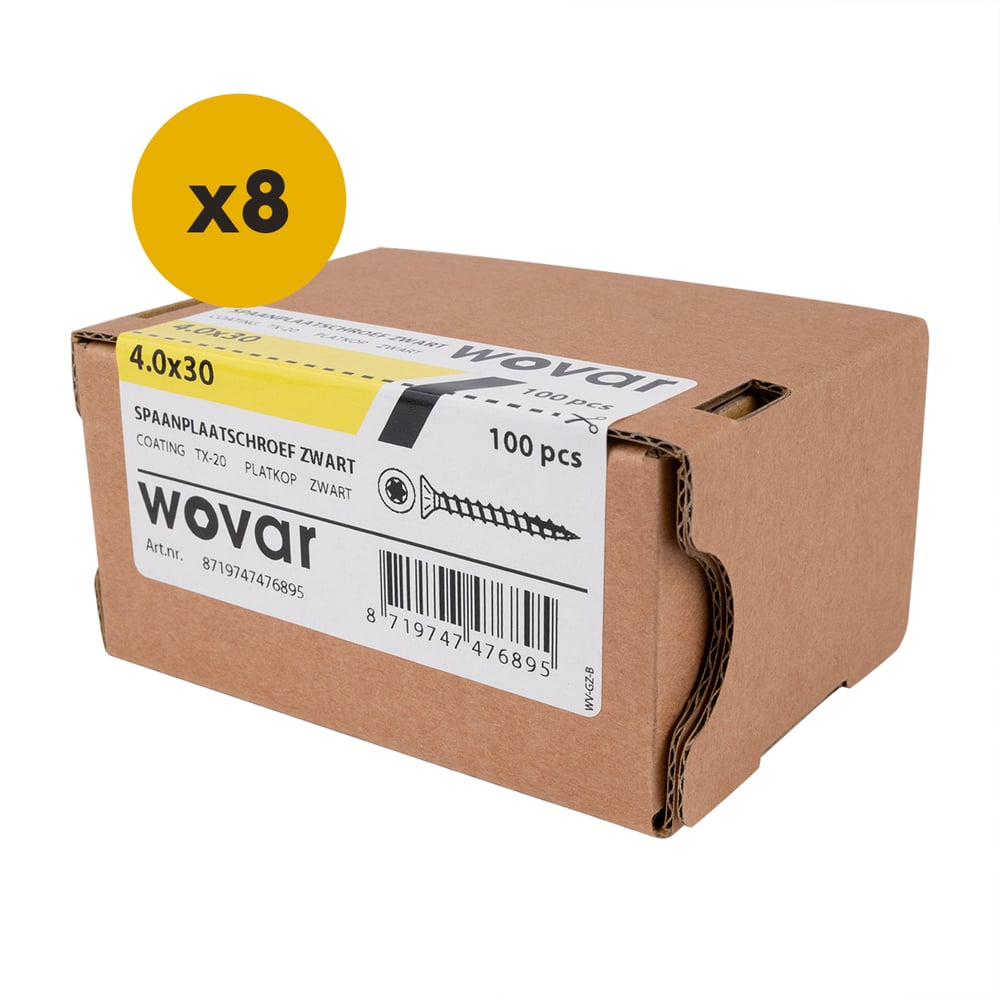 ZwarteSchroevenVerzinkt4x30mmTorx20metSnijpunt_doosje