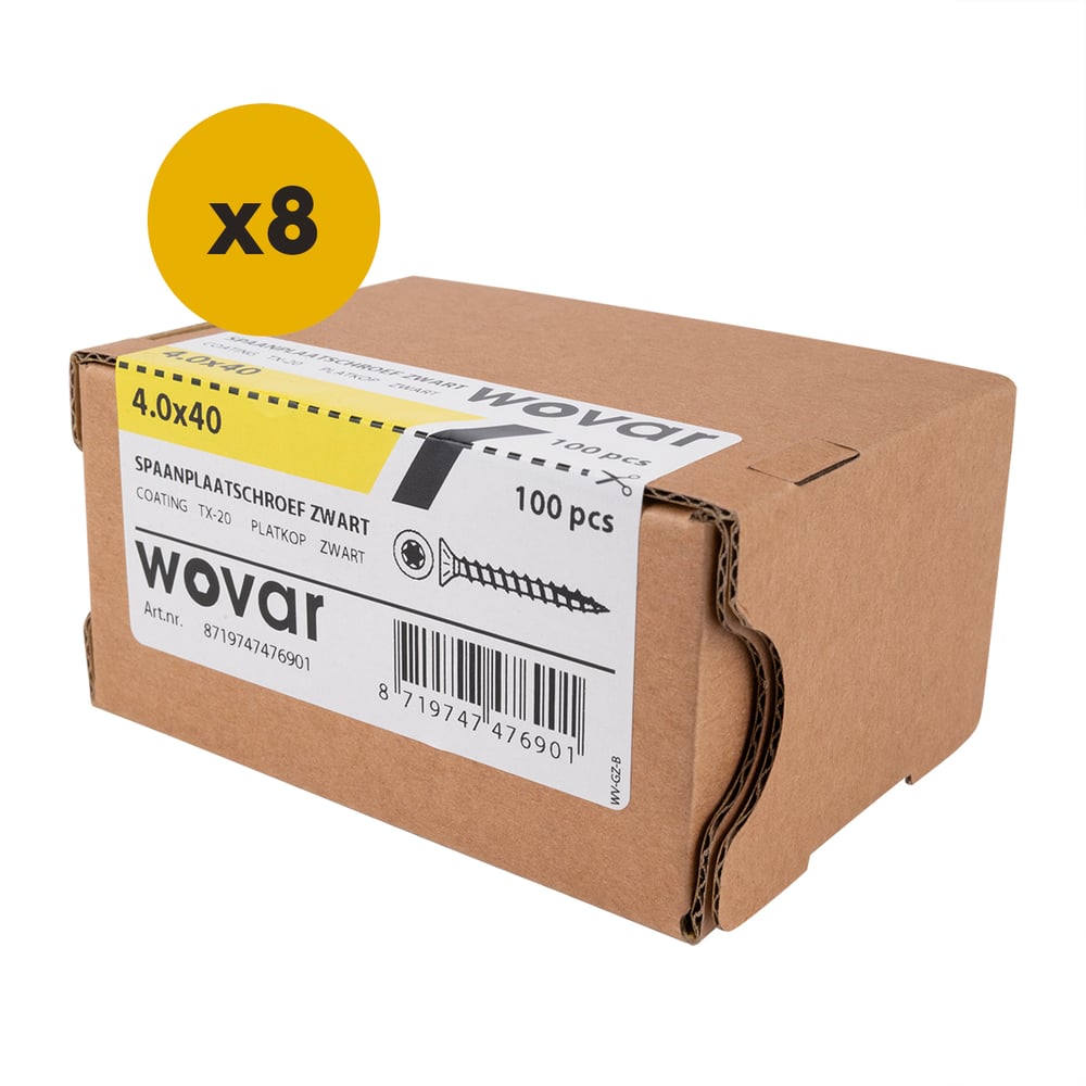 ZwarteSchroevenVerzinkt4x40mmTorx20metSnijpunt_doosje