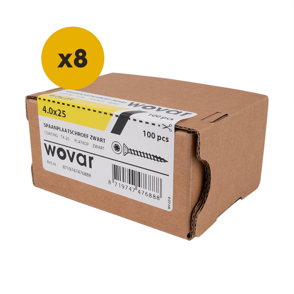 ZwarteSchroevenVerzinkt4x25mmTorx20metSnijpunt_doosje