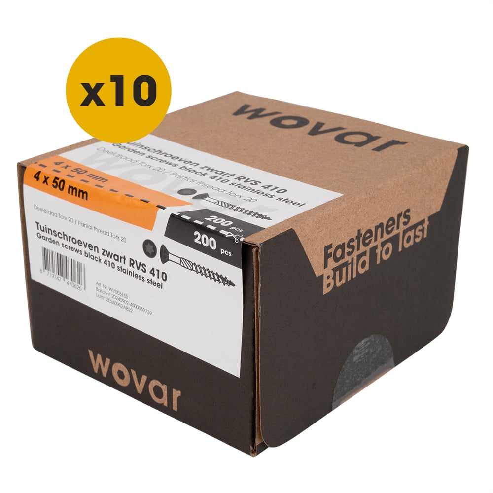 PotdekselschroevenZwartRVS4104x50mmTorx20Deeldraad_Doosje