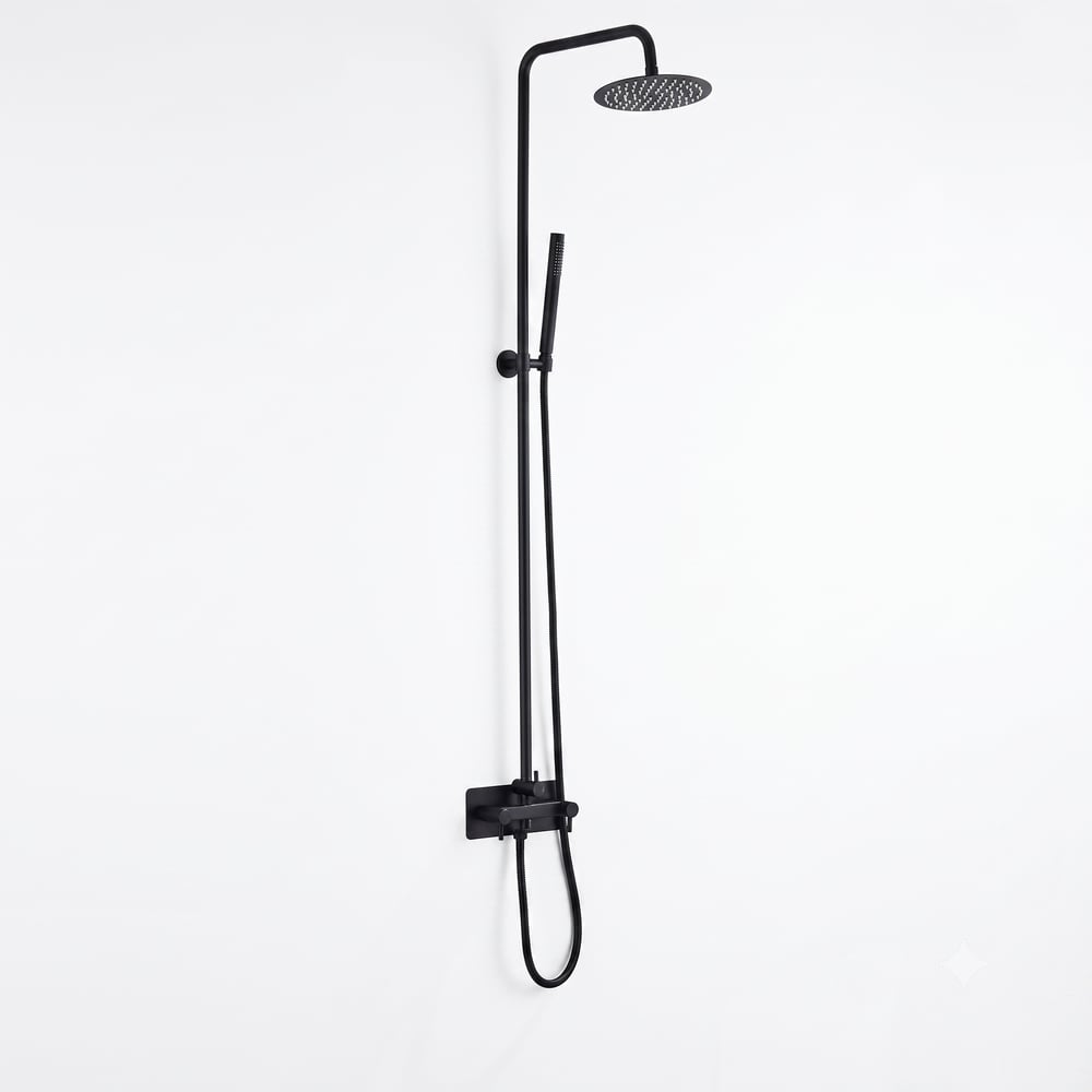 Zwart_Buitendouche_Set_Warm_en_Koud_Water_Wandmontage