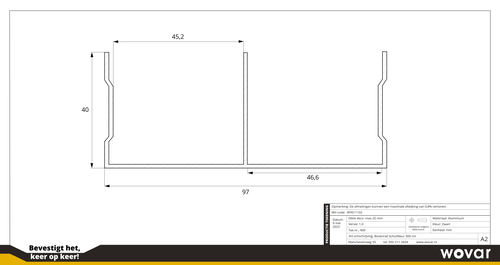 TechnischetekeningBovenrailSchuifdeurZwart300cm